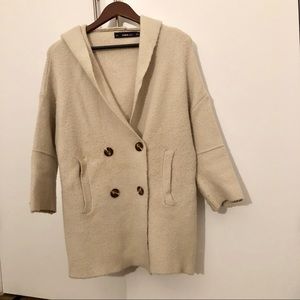 Zara boucle wool blend sweater jacket